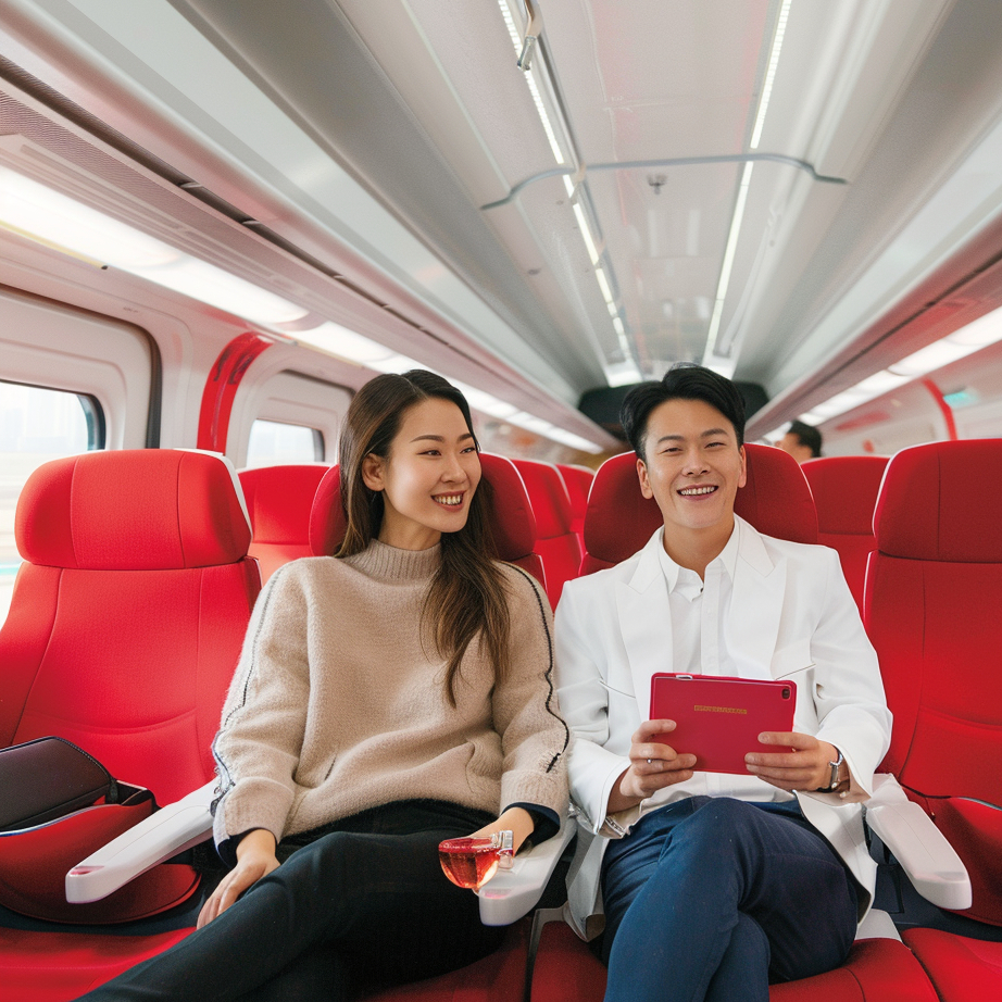 two travelers in the ktx first class